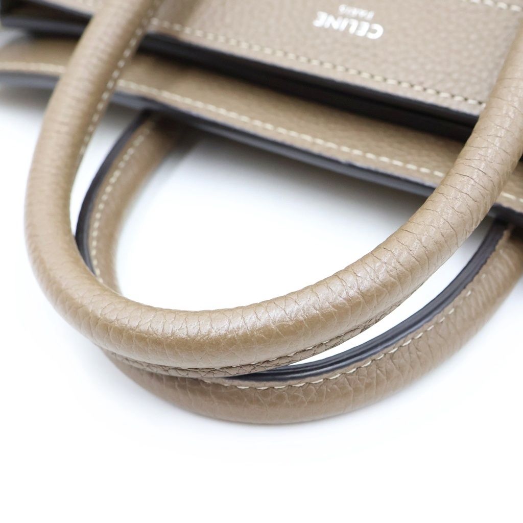 Celine Luggage Nano Suri Shoulder Bag 2-Way Calfskin Leather Greige — view 6