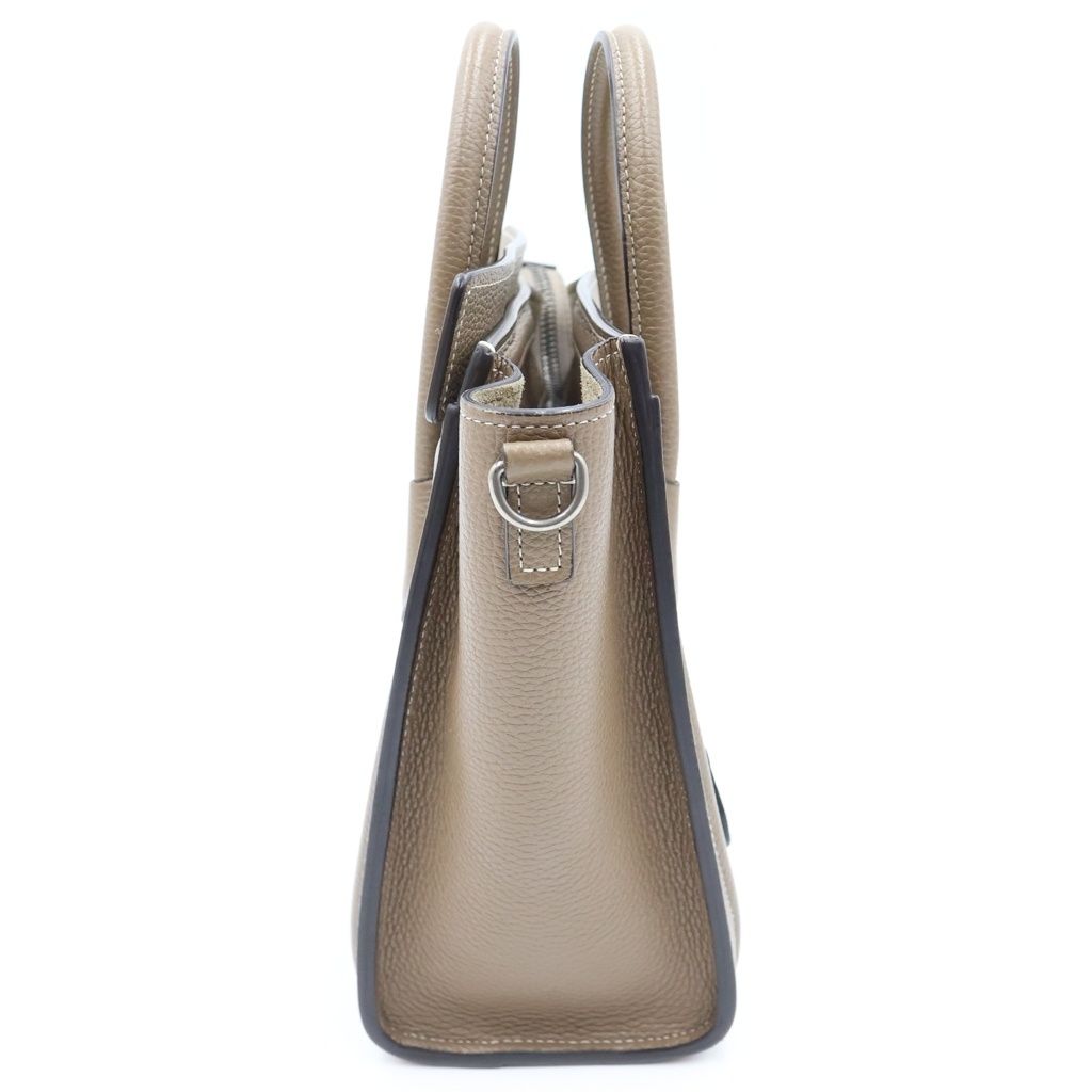 Celine Luggage Nano Suri Shoulder Bag 2-Way Calfskin Leather Greige — view 3