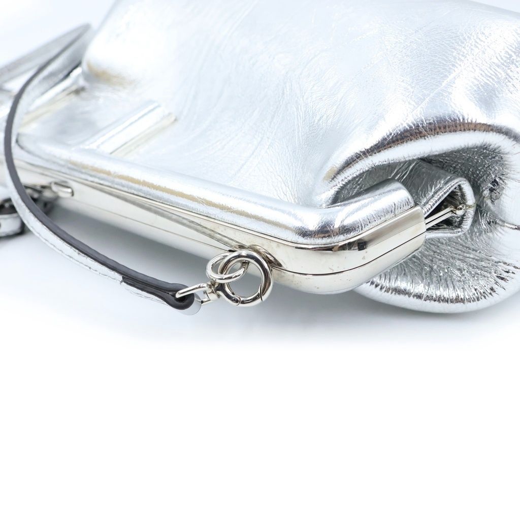 Fendi First Small Leather 2-Way Clutch Shoulder Bag Silver — view 7