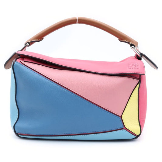 Loewe Puzzle Bicolor 2-Way Shoulder Bag Multicolor Leather Silver