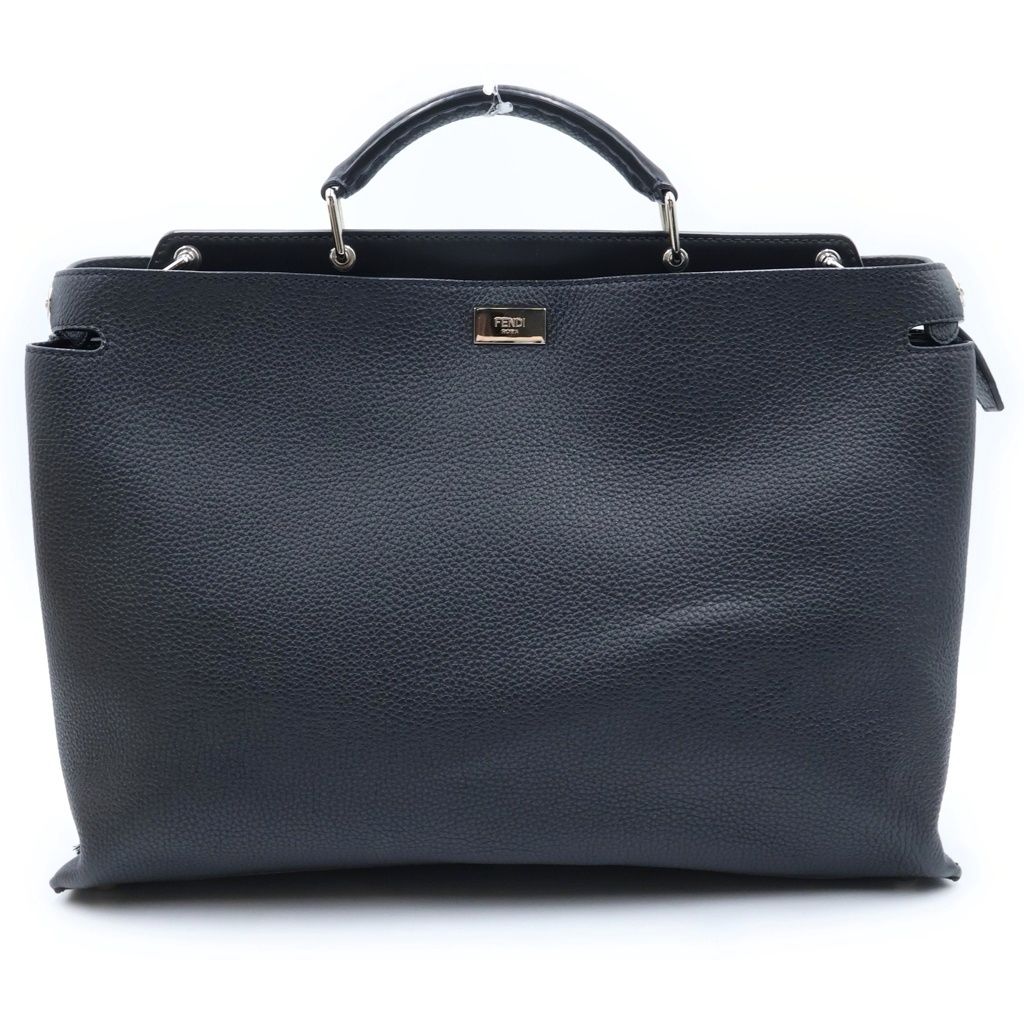 Fendi Peekaboo Essentially Iconic 2-Way Shoulder Bag Black Leather Silver