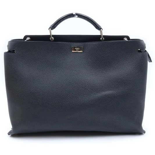 Fendi Peekaboo Essentially Iconic 2-Way Shoulder Bag Black Leather Silver