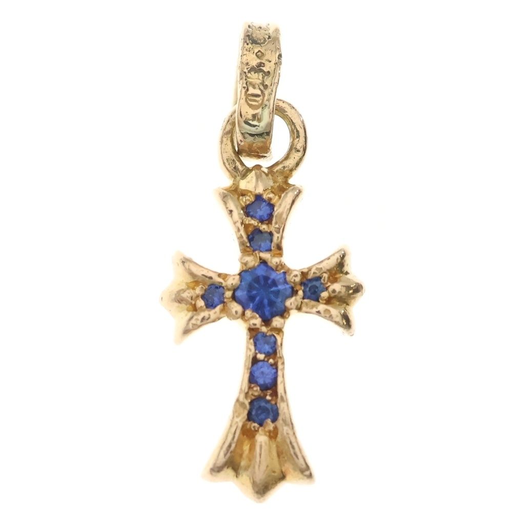 Chrome Hearts 22k Cross Baby Fat P Sap B Babyfat Pave Blue Sapphire Charm Gold