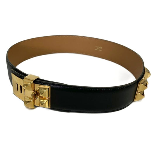Hermes Archive Vintage Collier de Chien Belt Leather 65 Black