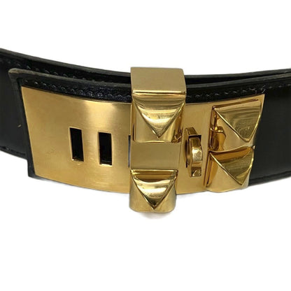 Hermes Archive Vintage Collier de Chien Belt Leather 65 Black — view 5