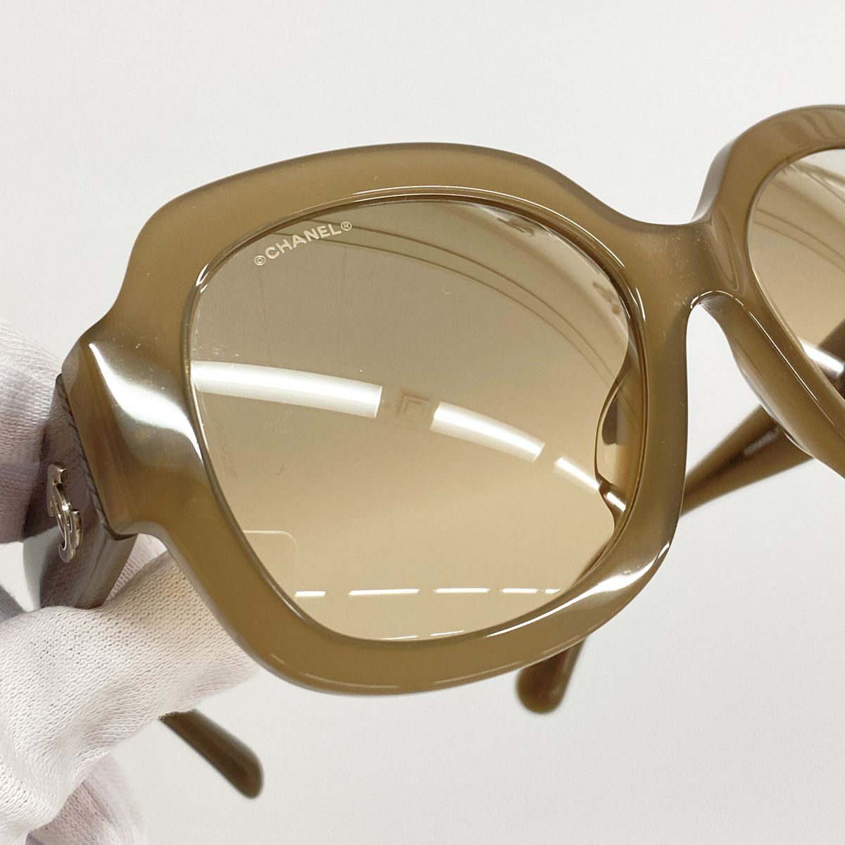 Chanel Sunglasses Acetate Brown Silver Eyewear — view 6