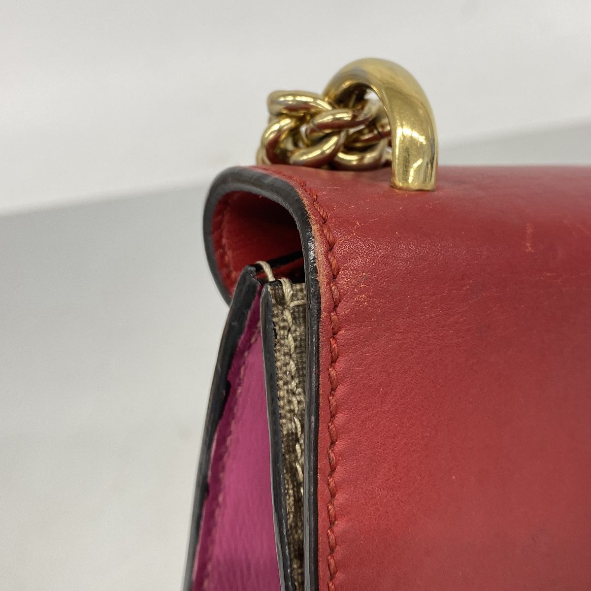 Gucci Shoulder Bag GG Supreme Red Brown Gold — view 7