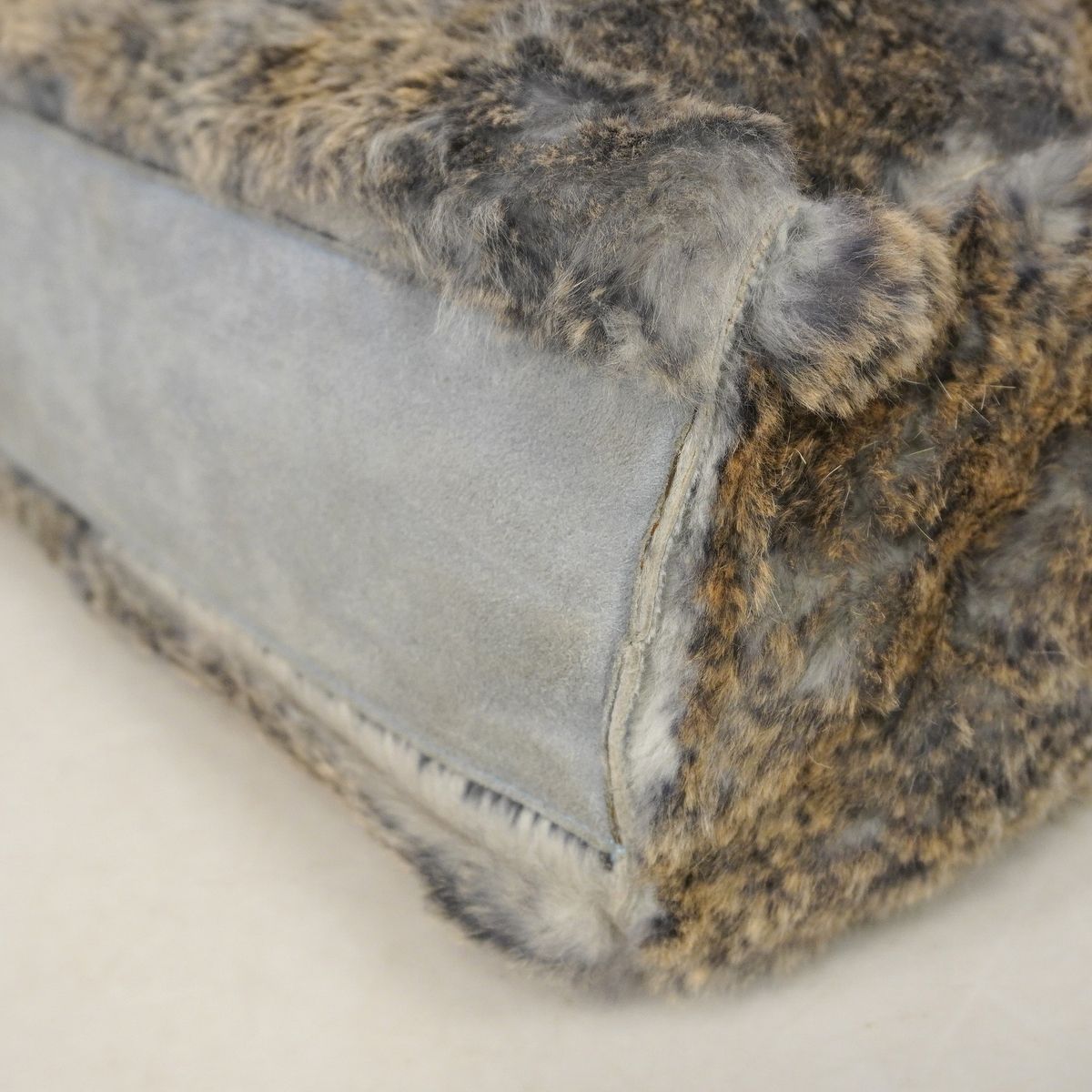 Chanel Tote Rabbit Fur Brown Light Blue Silver — view 7