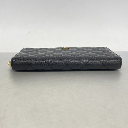 Chanel Wallet Quilted Caviar Leather Black Gold — view 2