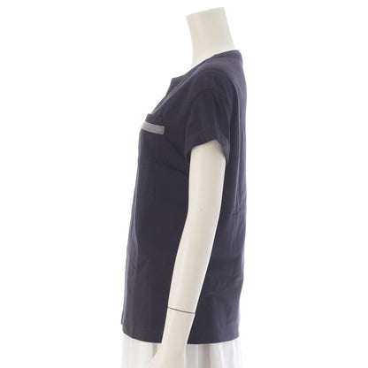 Brunello Cucinelli Monile Cotton Bijou Short Sleeve T-Shirt Top Black XS — view 3