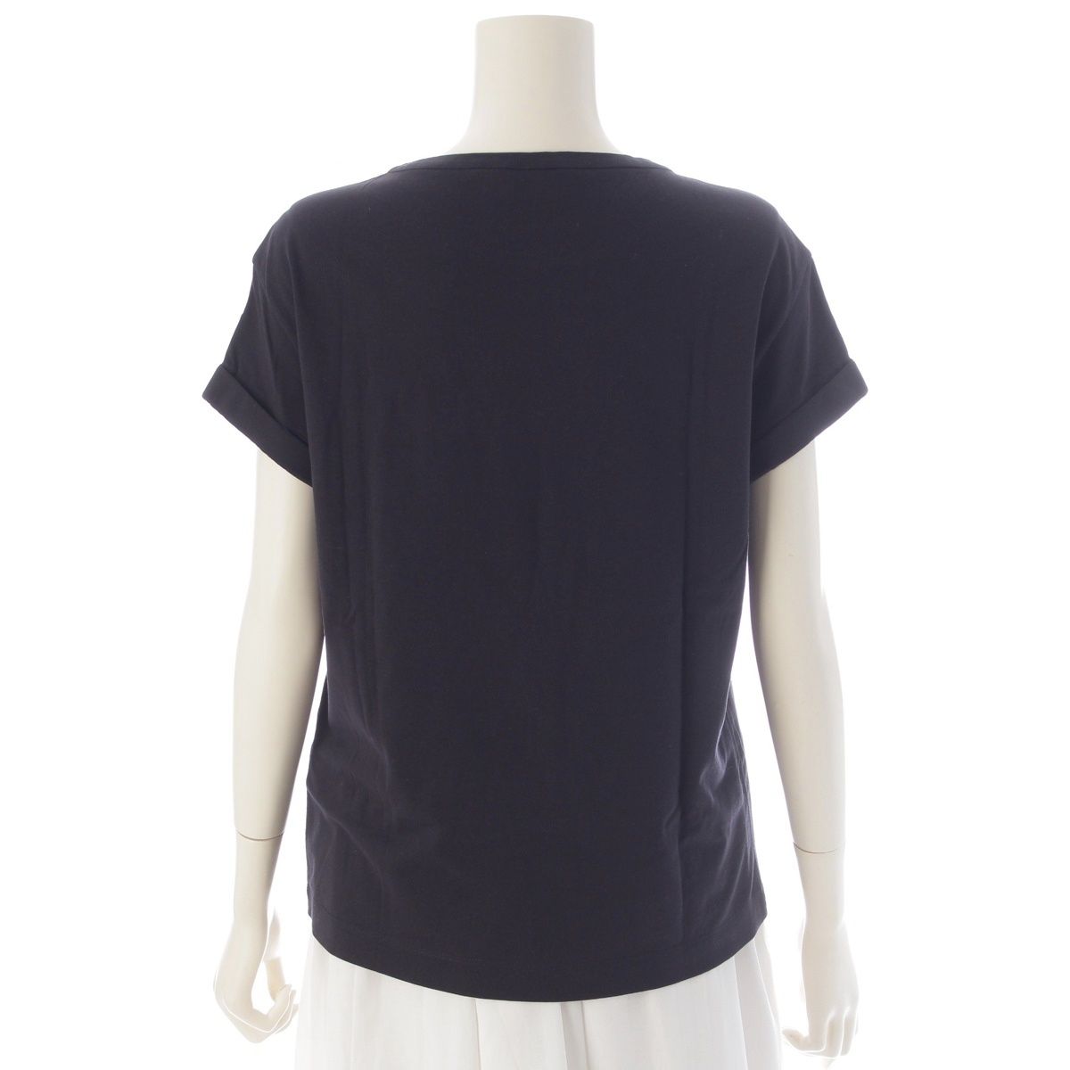Brunello Cucinelli Monile Cotton Bijou Short Sleeve T-Shirt Top Black XS — view 4