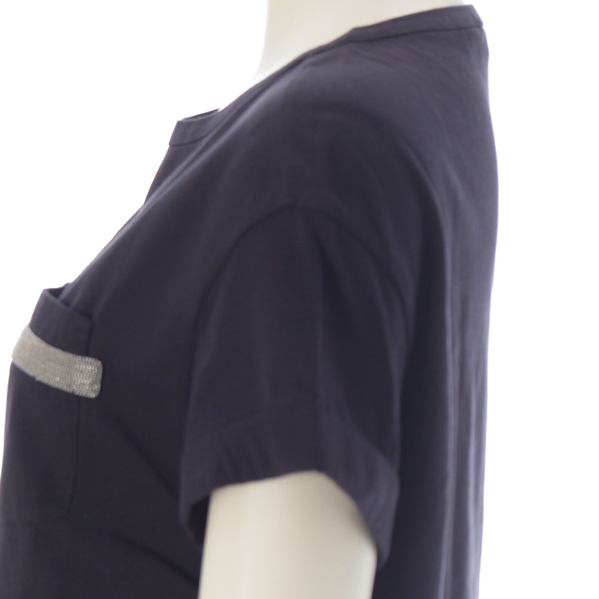 Brunello Cucinelli Monile Cotton Bijou Short Sleeve T-Shirt Top Black XS — view 7