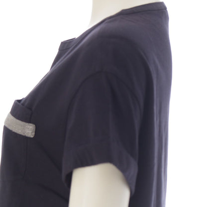 Brunello Cucinelli Monile Cotton Bijou Short Sleeve T-Shirt Top Black XS — view 7