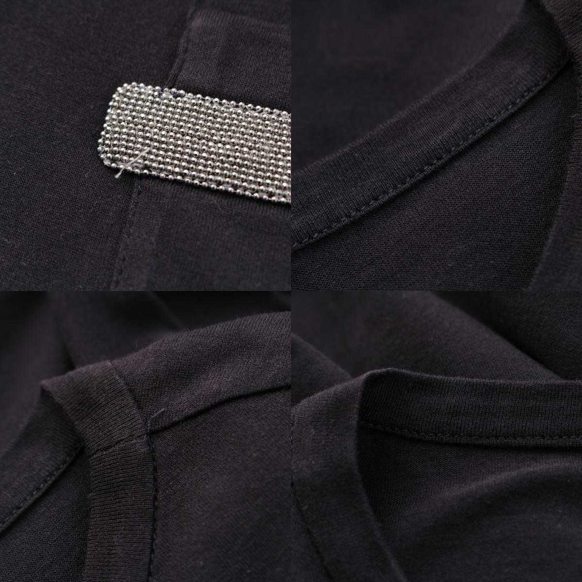 Brunello Cucinelli Monile Cotton Bijou Short Sleeve T-Shirt Top Black XS — view 8