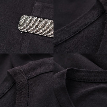 Brunello Cucinelli Monile Cotton Bijou Short Sleeve T-Shirt Top Black XS — view 8