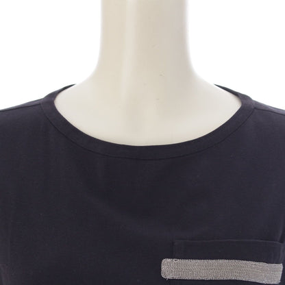 Brunello Cucinelli Monile Cotton Bijou Short Sleeve T-Shirt Top Black XS — view 5