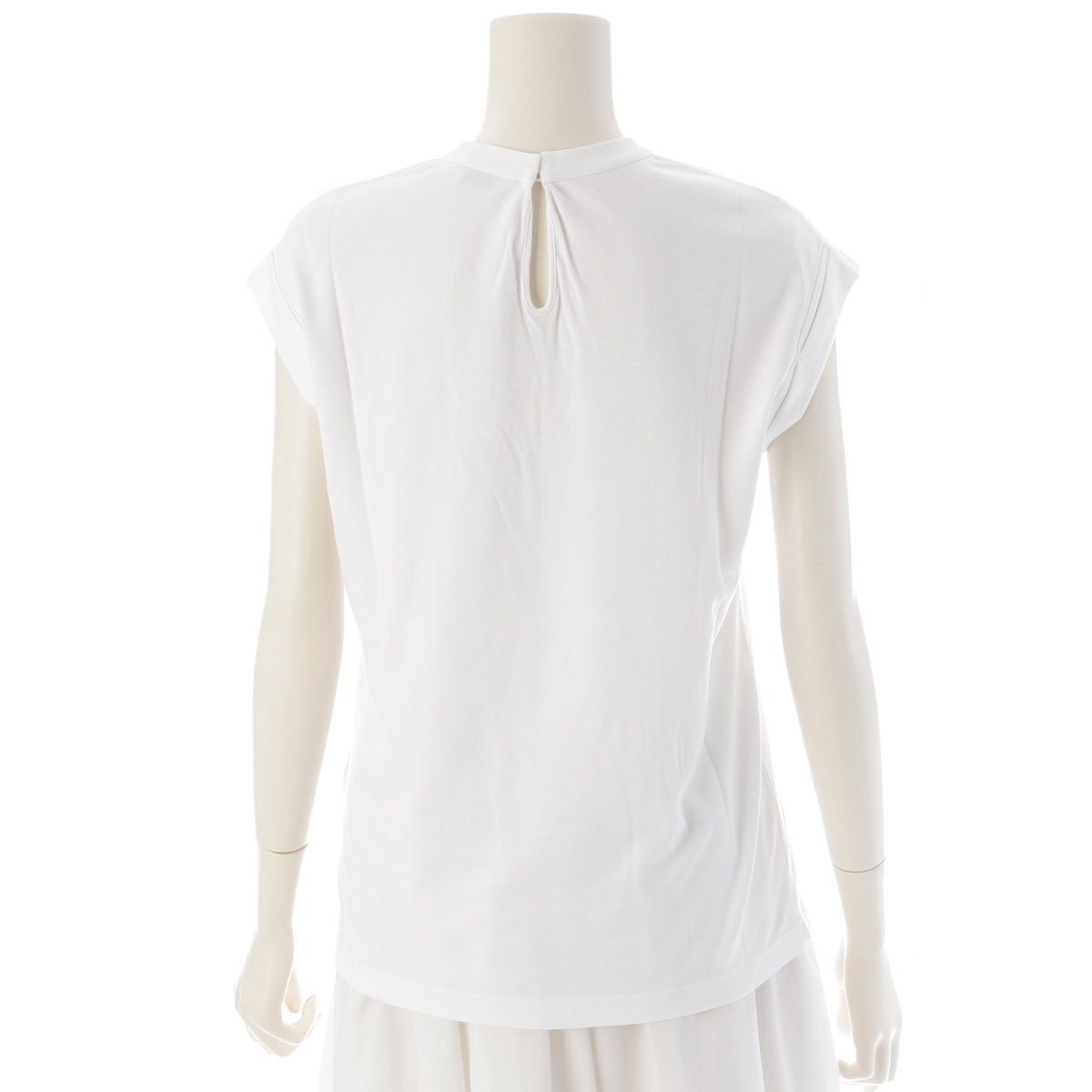 Brunello Cucinelli Monile Cotton Bijou Sleeveless Top White XS — view 4
