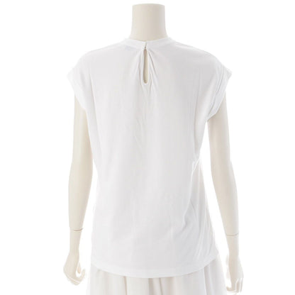 Brunello Cucinelli Monile Cotton Bijou Sleeveless Top White XS — view 4