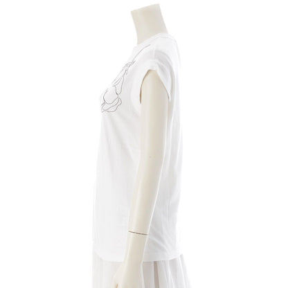 Brunello Cucinelli Monile Cotton Bijou Sleeveless Top White XS — view 3