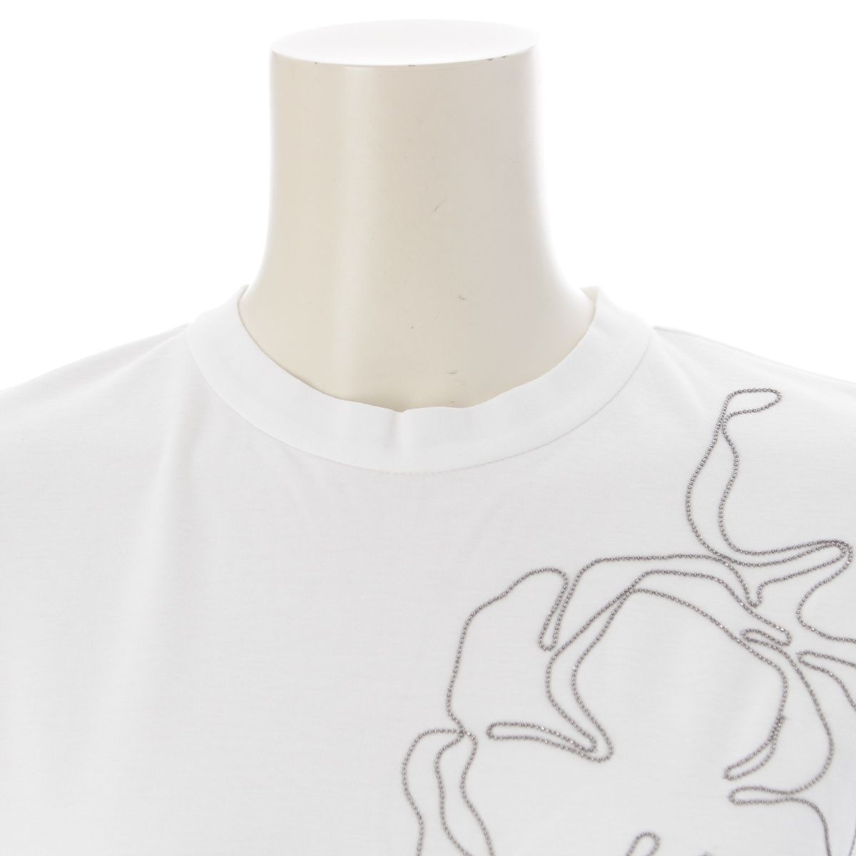 Brunello Cucinelli Monile Cotton Bijou Sleeveless Top White XS — view 5