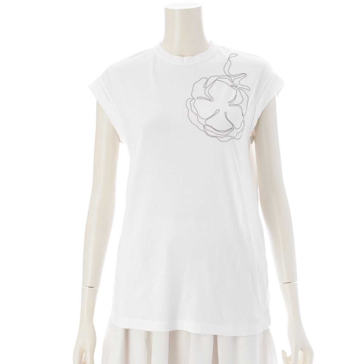 Brunello Cucinelli Monile Cotton Bijou Sleeveless Top White XS