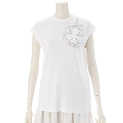 Brunello Cucinelli Monile Cotton Bijou Sleeveless Top White XS