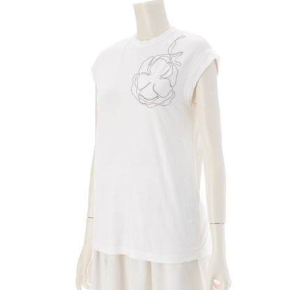 Brunello Cucinelli Monile Cotton Bijou Sleeveless Top White XS — view 2