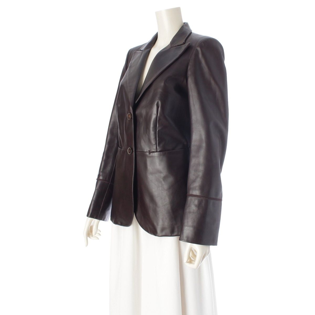 Gucci Tom Ford Era Leather Tailored Jacket Brown 40 — view 2