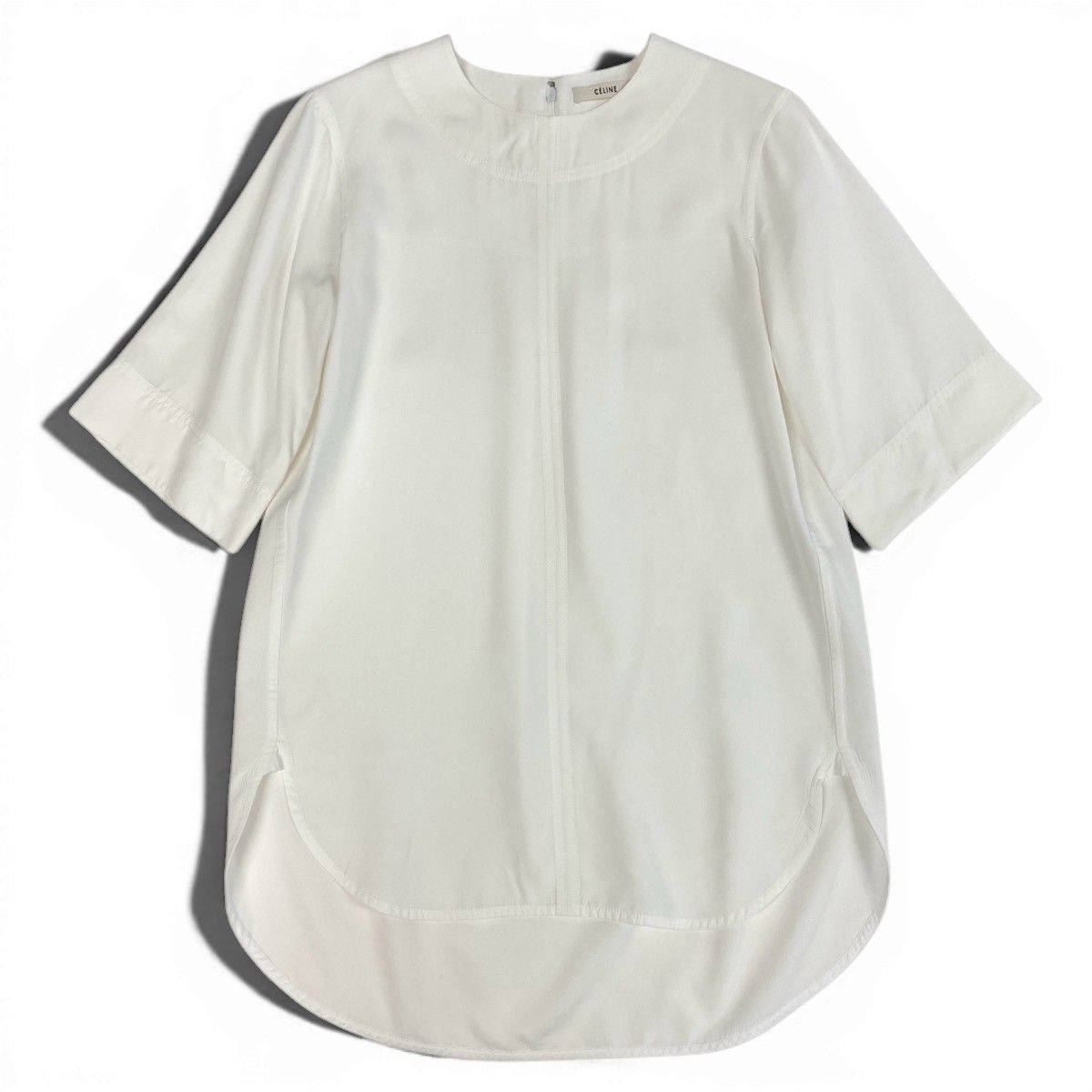 Celine Philo Phoebe Era Tunic Length Thick Blouse 5 Half Sleeve White 36 — view 2