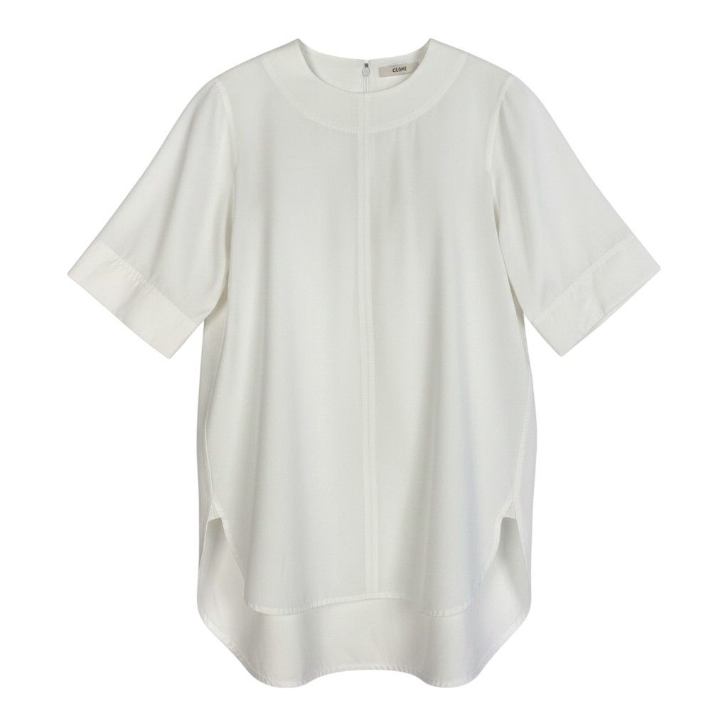 Celine Philo Phoebe Era Tunic Length Thick Blouse 5 Half Sleeve White 36