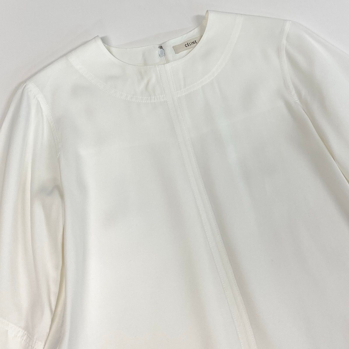 Celine Philo Phoebe Era Tunic Length Thick Blouse 5 Half Sleeve White 36 — view 4