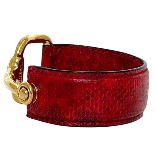 Gucci Bangle Horsebit Bracelet Leather Metal Red Vintage — view 2