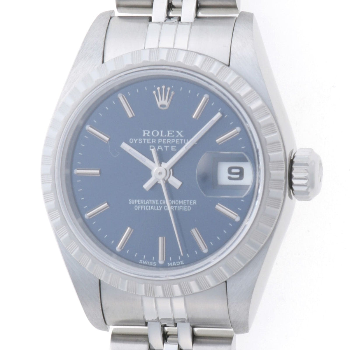 Rolex Oyster Watch Stainless Steel Blue Bardial Automatic