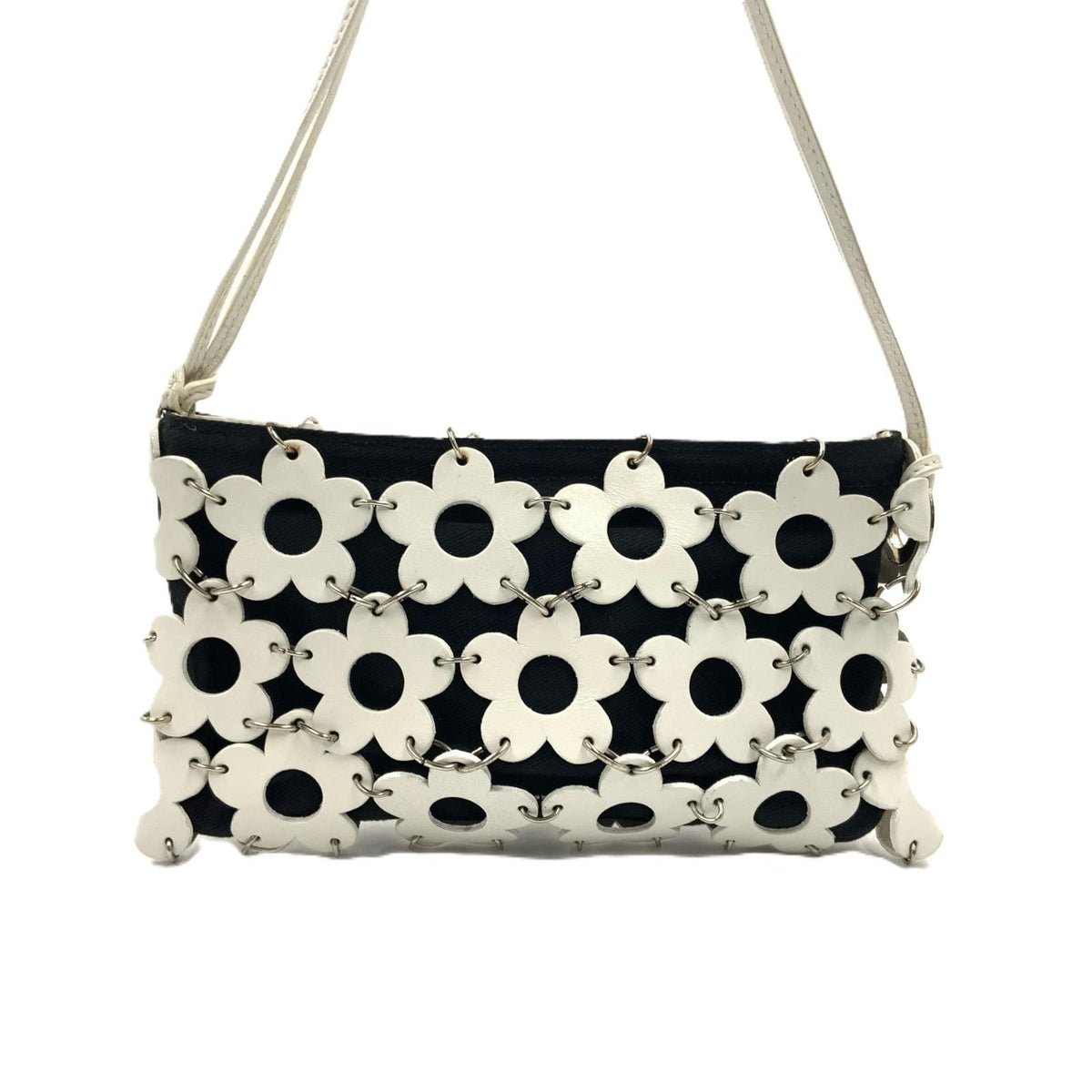 Celine Flower Mini Pouch Pochette White Black