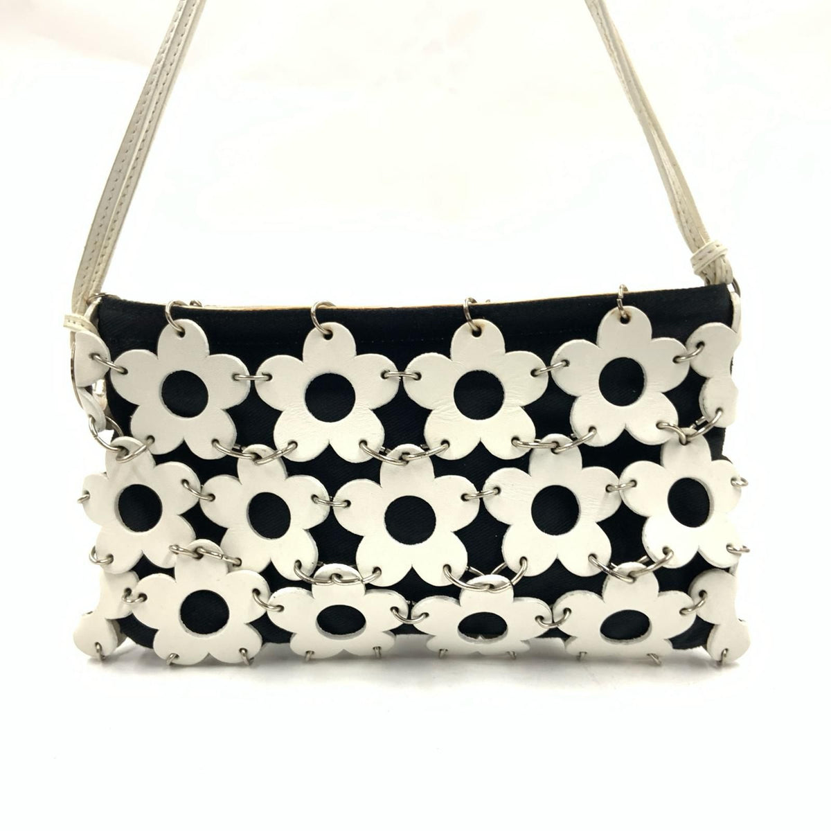 Celine Flower Mini Pouch Pochette White Black — view 2