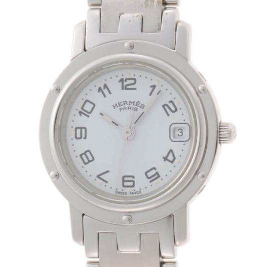 Hermes Clipper Watch Stainless Steel White Quartz