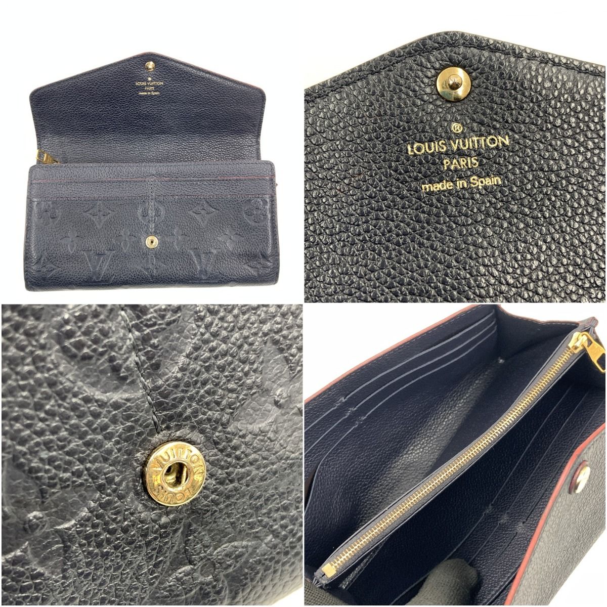 Louis Vuitton Monogram Empreinte Portefeuille Sarah Bifold Wallet Navy — view 5