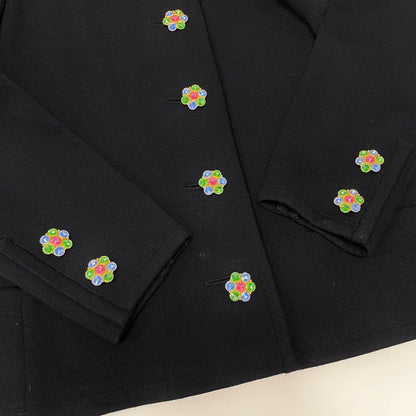 Saint Laurent Bijou Button Collarless Knit Jacket Black Wool — view 6