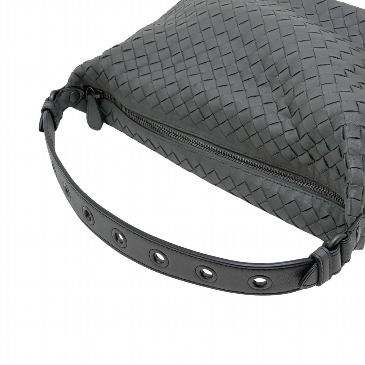 Bottega Veneta Intrecciato Gray Leather Shoulder Bag — view 4