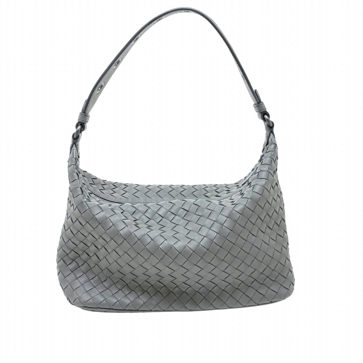 Bottega Veneta Intrecciato Gray Leather Shoulder Bag