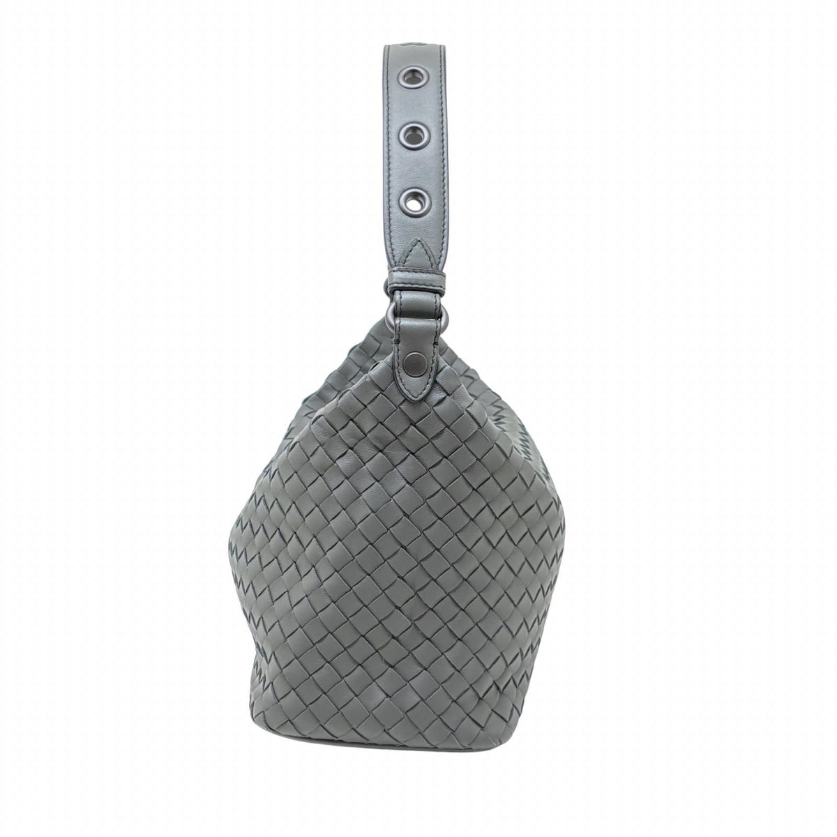 Bottega Veneta Intrecciato Gray Leather Shoulder Bag — view 2