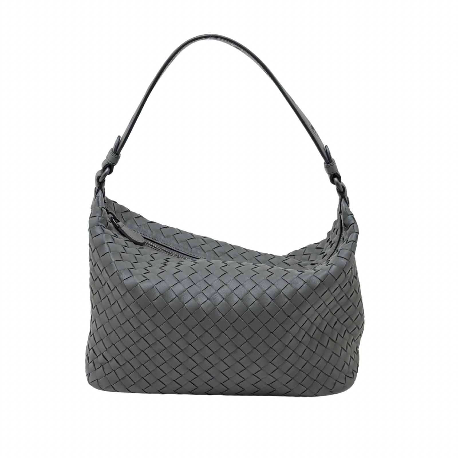 Bottega Veneta Intrecciato Gray Leather Shoulder Bag — view 3