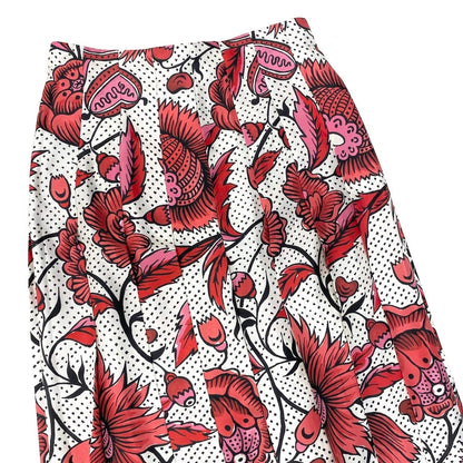 Gucci Floral Pleated Long Skirt Retro Modern All Over Print Rosso Red Silk — view 4