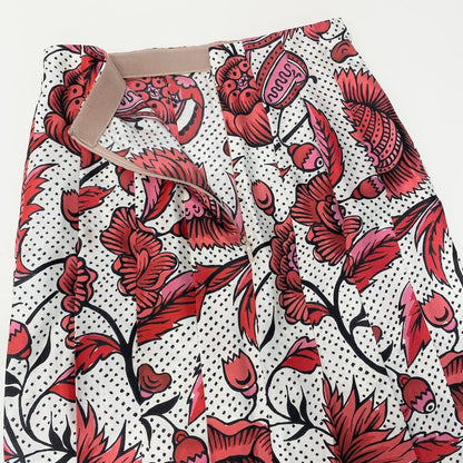 Gucci Floral Pleated Long Skirt Retro Modern All Over Print Rosso Red Silk — view 5