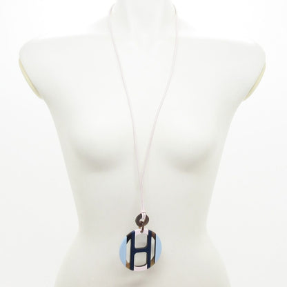 Hermes Necklace H Equipe Leather Pink Light Blue Multi — view 2