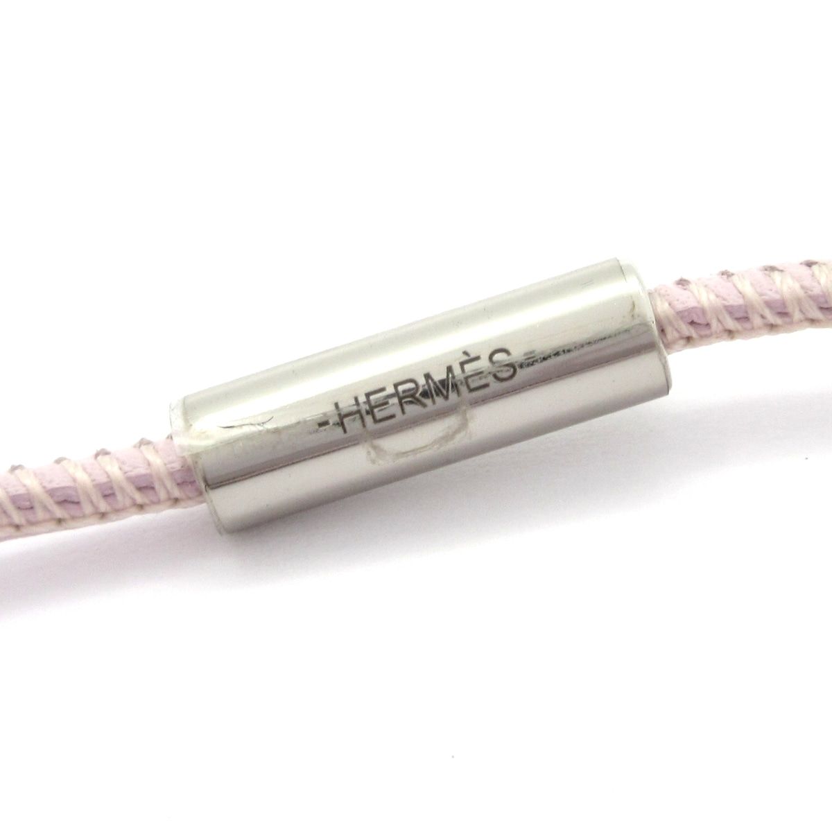 Hermes Necklace H Equipe Leather Pink Light Blue Multi — view 4