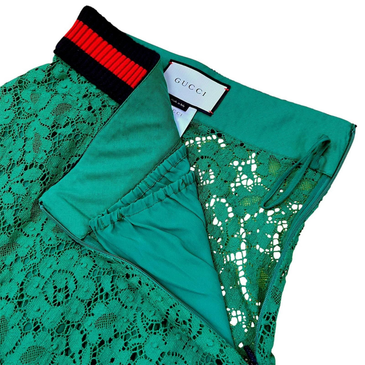 Gucci Cotton 100% All Lace Sherry Line Skirt Green 36 — view 4