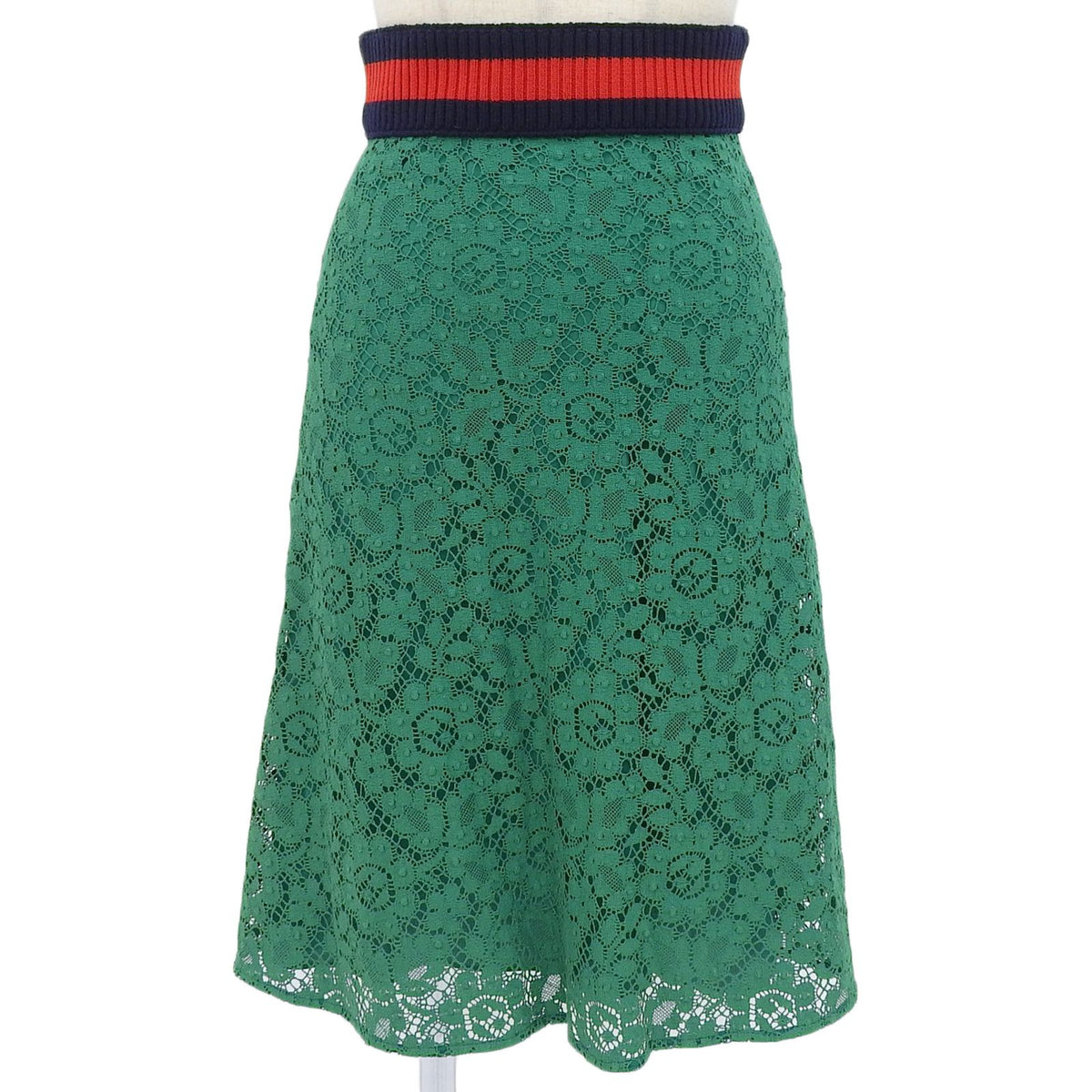 Gucci Cotton 100% All Lace Sherry Line Skirt Green 36