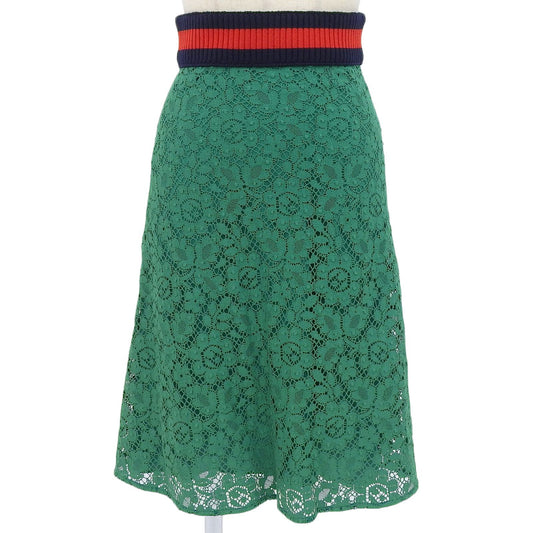Gucci Cotton 100% All Lace Sherry Line Skirt Green 36