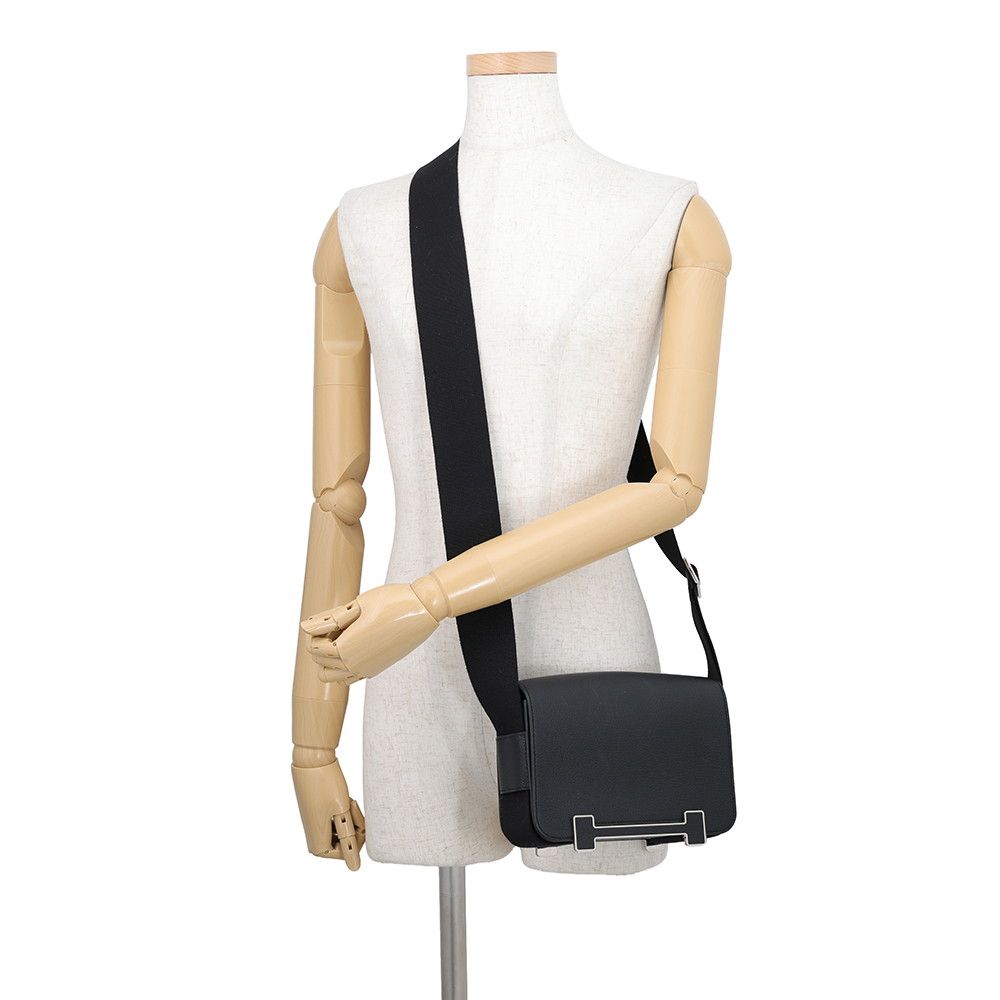 Hermes Shoulder Bag Geta Black Silver Chevre Mysore — view 4